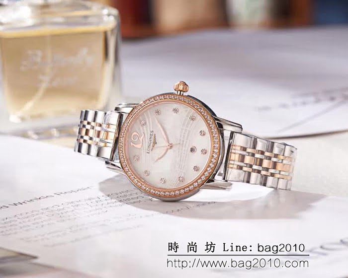 LONGINES浪琴 音符波紋貝母面 輕奢風女士腕表 WSS0582